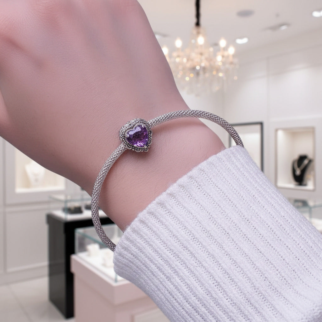 Heart-Shaped Charms with Colorful Diamond Option-Black Diamonds New York
