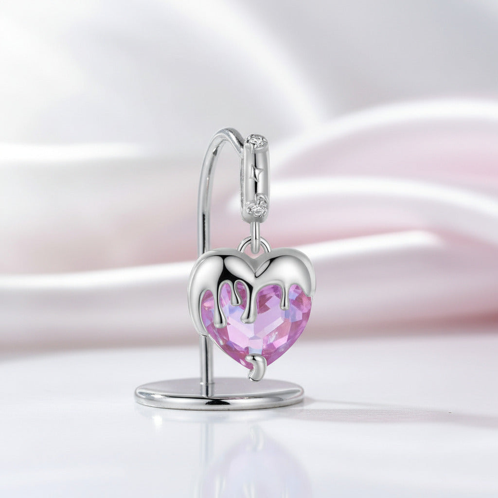 Heart-Shaped Charms with Colorful Diamond Option-Black Diamonds New York