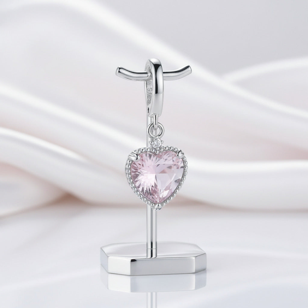 Heart-Shaped Charms with Colorful Diamond Option-Black Diamonds New York