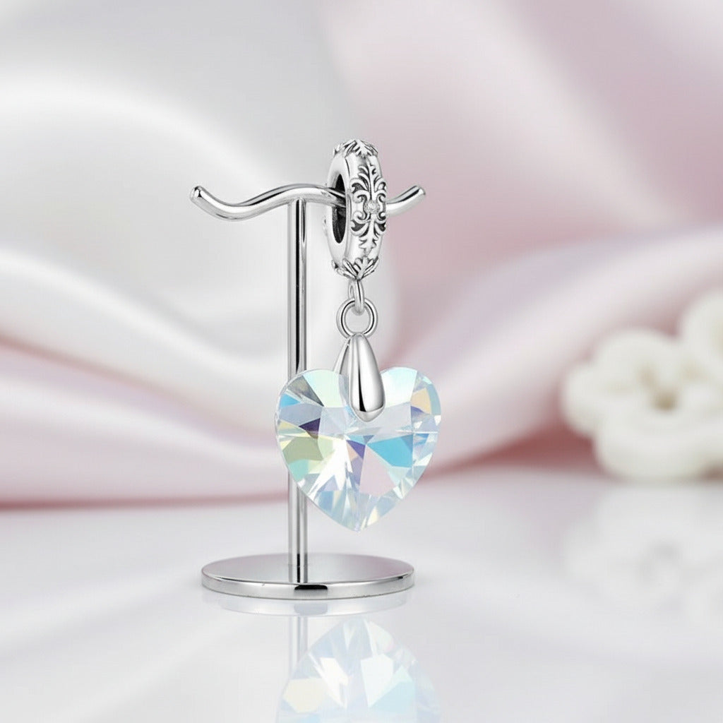 Heart-Shaped Charms with Colorful Diamond Option-Black Diamonds New York
