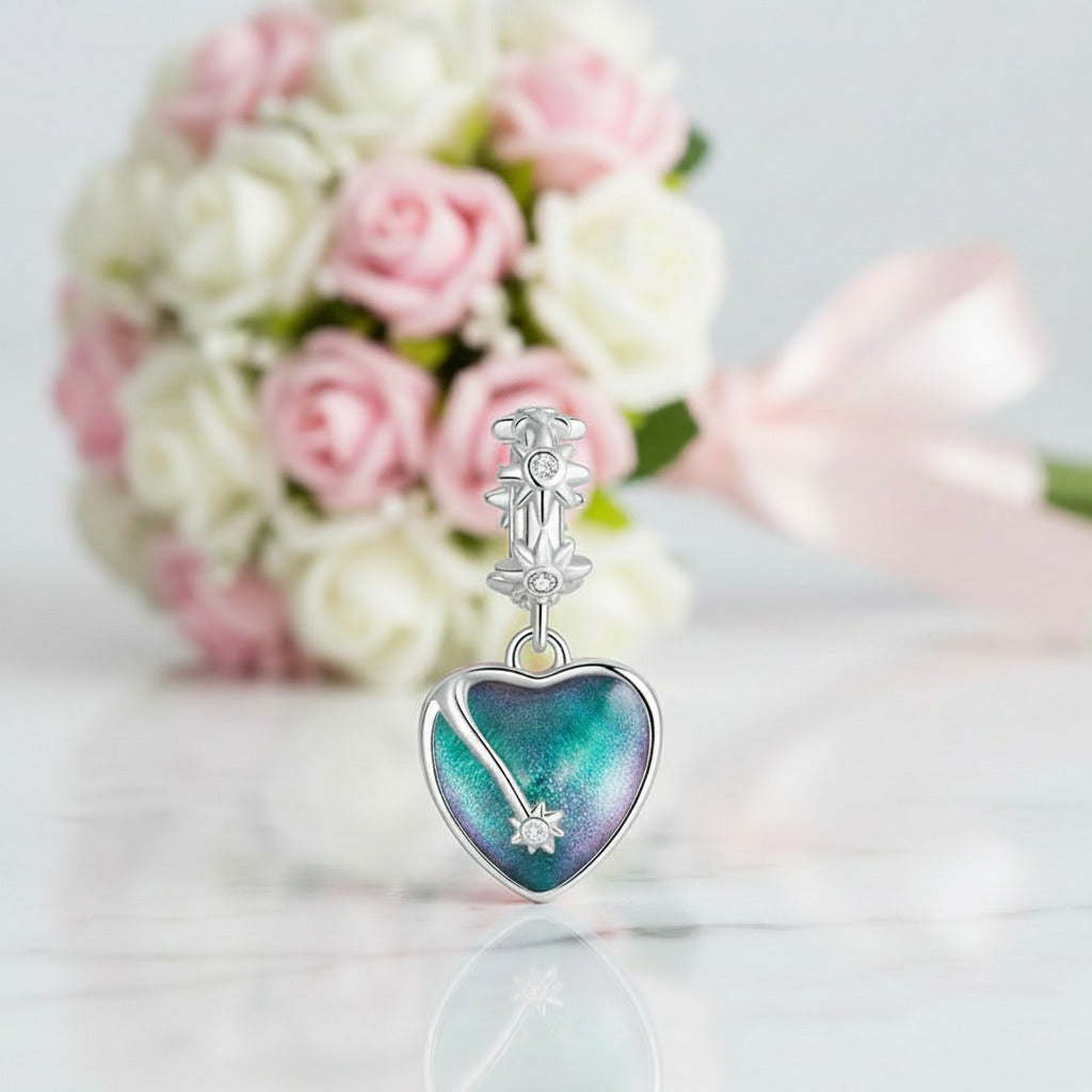 Heart-Shaped Charms with Colorful Diamond Option-Black Diamonds New York