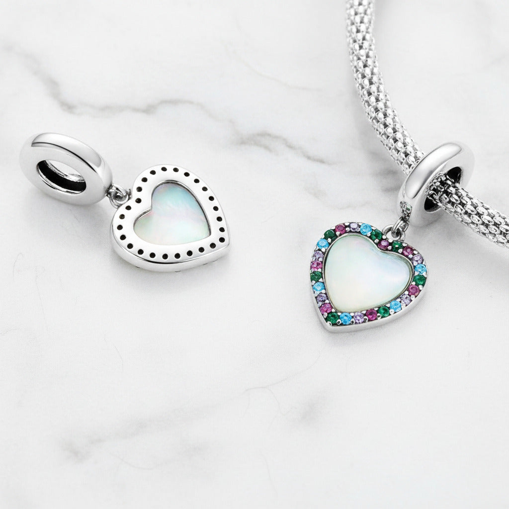 Heart-Shaped Charms with Colorful Diamond Option-Black Diamonds New York