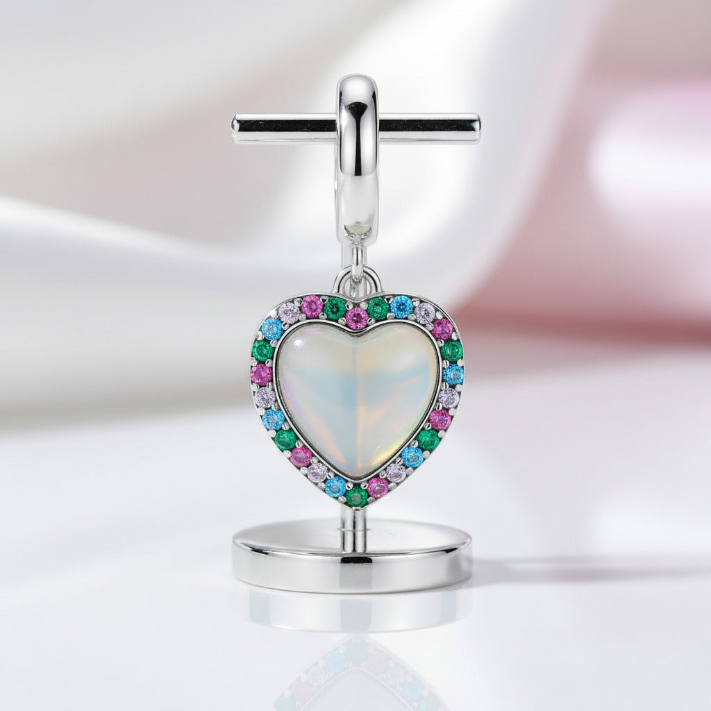 Heart-Shaped Charms with Colorful Diamond Option-Black Diamonds New York