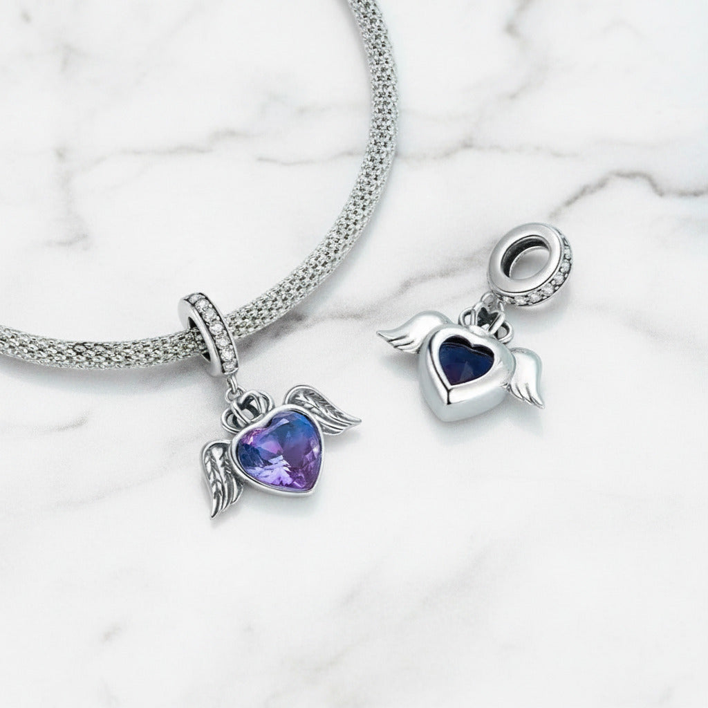 Heart-Shaped Charms with Colorful Diamond Option-Black Diamonds New York
