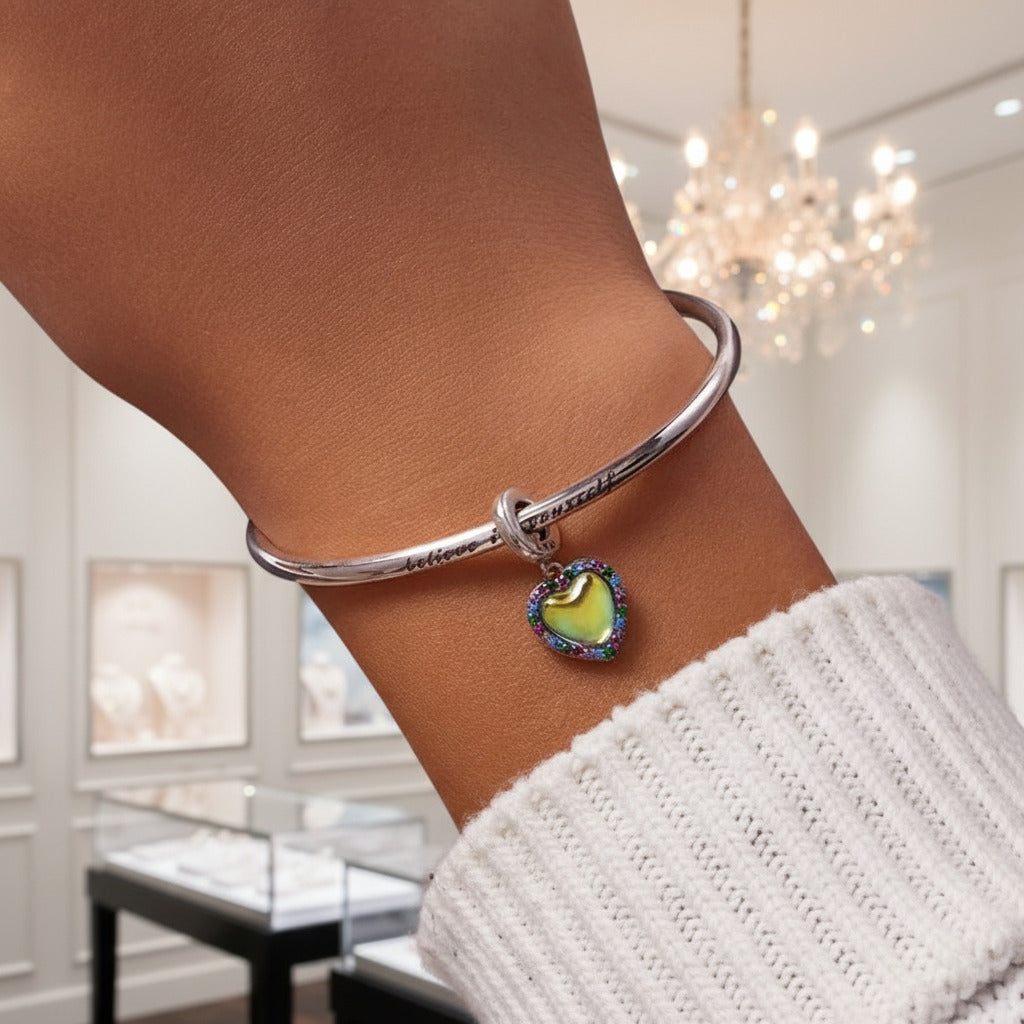 Heart-Shaped Charms with Colorful Diamond Option-Black Diamonds New York