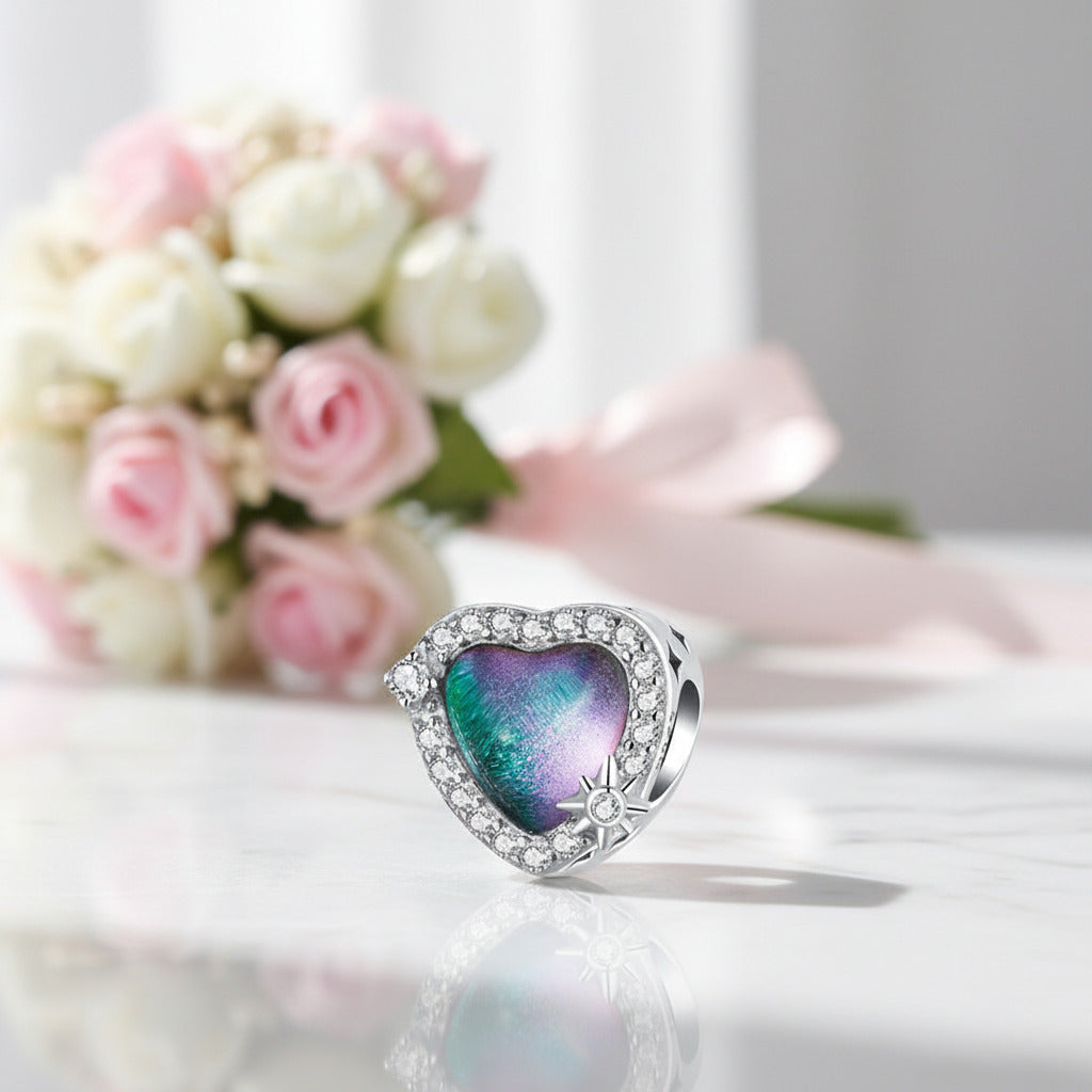 Heart-Shaped Charms with Colorful Diamond Option-Black Diamonds New York