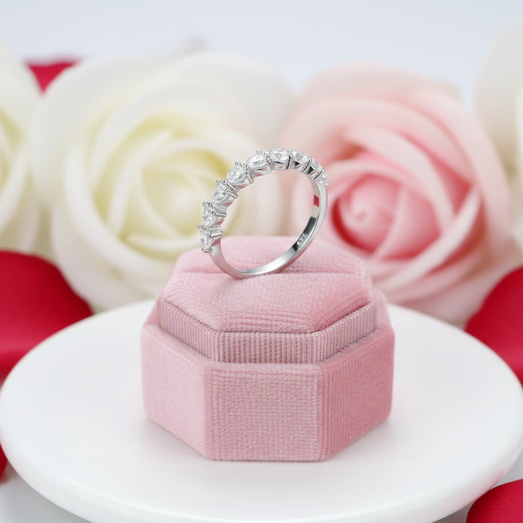 Heart Shaped Eternity Promise Ring-Black Diamonds New York