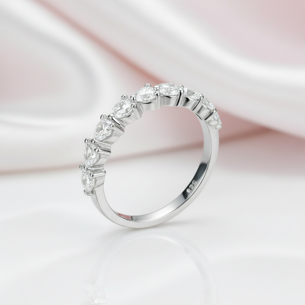 Heart Shaped Eternity Promise Ring-Black Diamonds New York