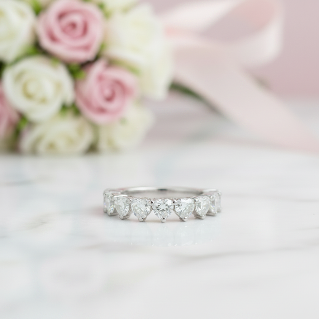Heart Shaped Eternity Promise Ring-Black Diamonds New York