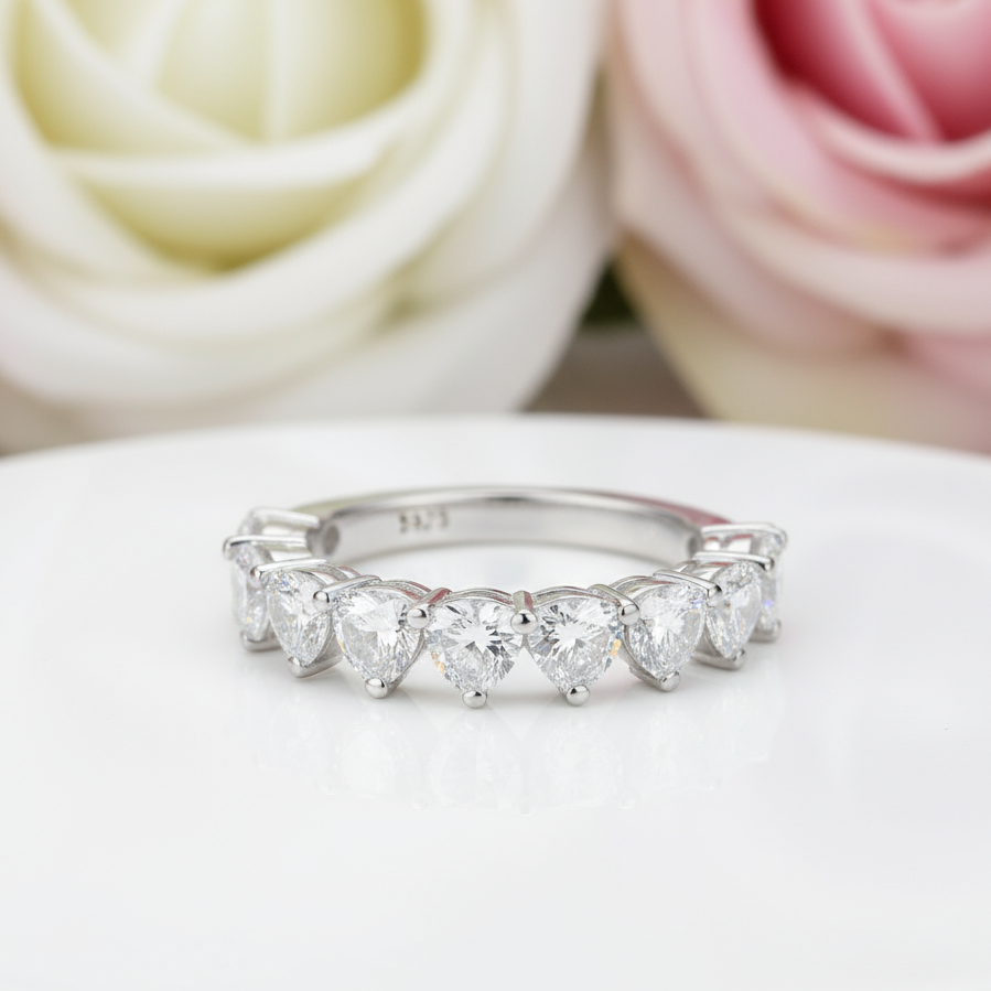 Heart Shaped Eternity Promise Ring-Black Diamonds New York