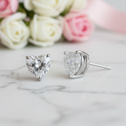 Heart Shaped Simulated Diamond Stud Earrings-Black Diamonds New York