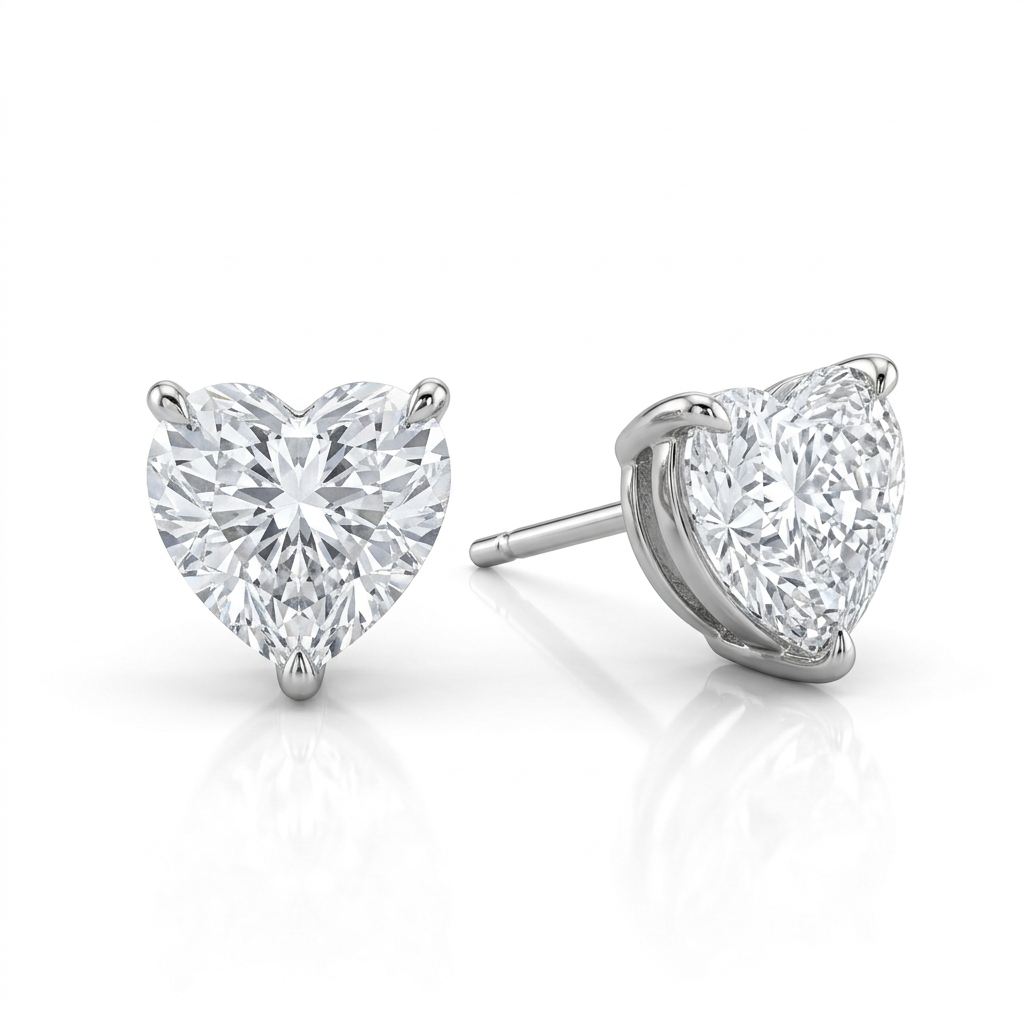 Heart Shaped Simulated Diamond Stud Earrings-Black Diamonds New York