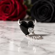 Black Heart Little Devil Punk Diamond Option Charm Pendant-Black Diamonds New York