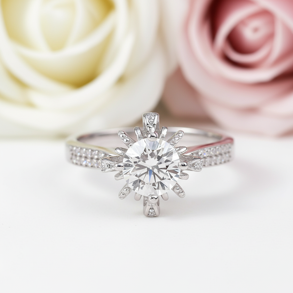 2.0 Ct Round Cut Diamond Fountain Ring-Black Diamonds New York