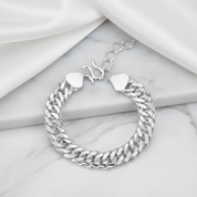 Heavy Pure Silver Adjustable Cuban Link Chain-Black Diamonds New York