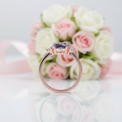 Hexagon Lab Grown Alexandrite Gemstone Ring-Black Diamonds New York