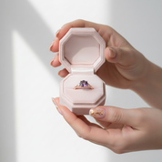 Hexagon Lab Grown Alexandrite Gemstone Ring-Black Diamonds New York