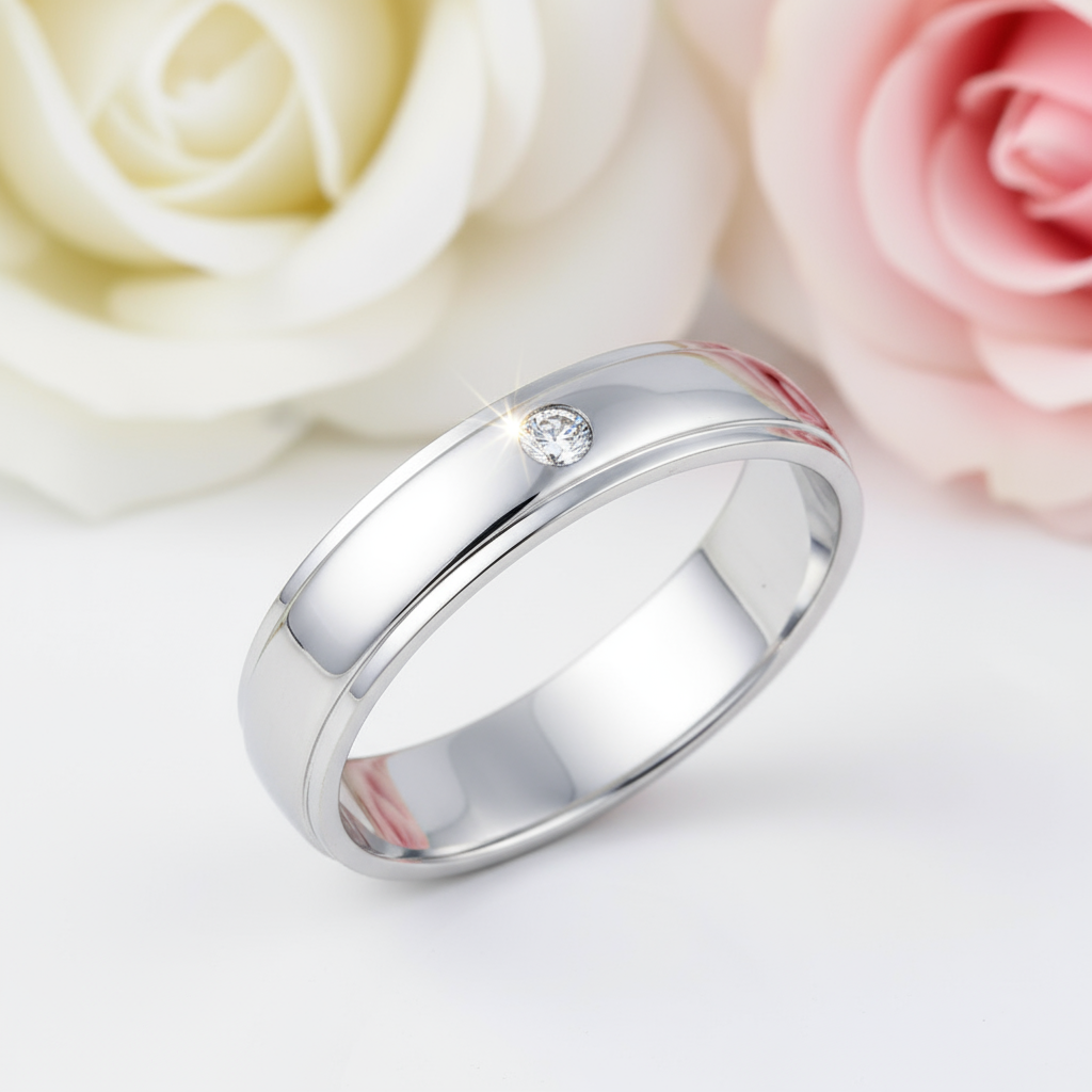 Men's Wedding Band Ring with Clear Diamond-Black Diamonds New York