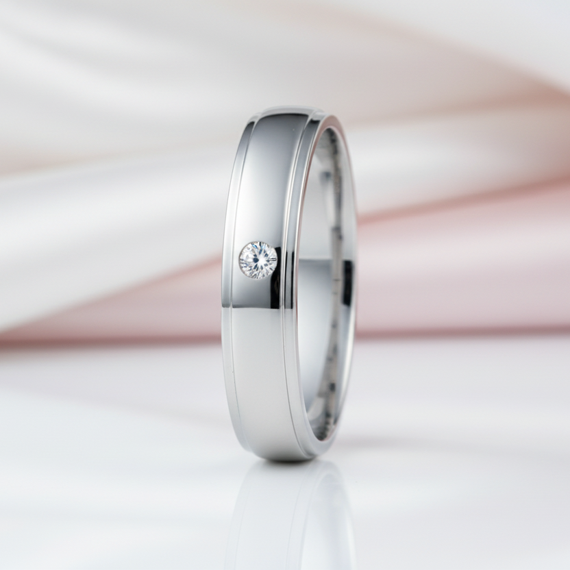 Men's Wedding Band Ring with Clear Diamond Option-Black Diamonds New York