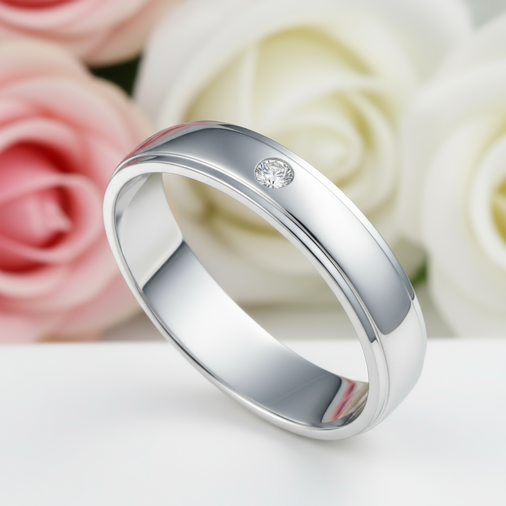 Men's Wedding Band Ring with Clear Diamond-Black Diamonds New York