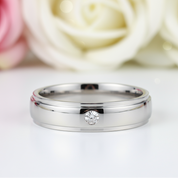 Men's Wedding Band Ring with Clear Diamond-Black Diamonds New York