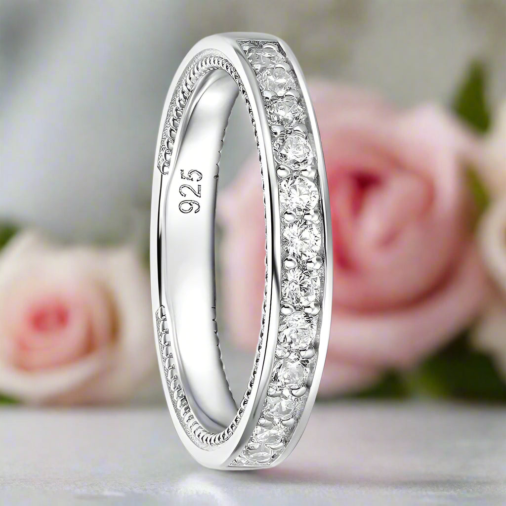 High Polished Half Eternity Women's Wedding Band-Black Diamonds New York