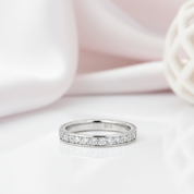 High Polished Half Eternity Women's Wedding Band-Black Diamonds New York