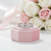 High Polished Half Eternity Women's Wedding Band-Black Diamonds New York