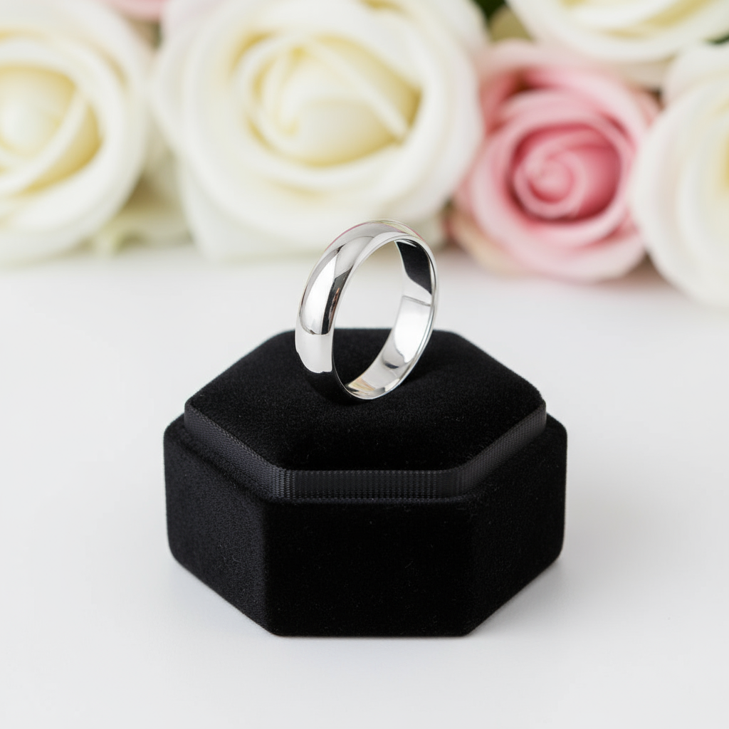 High Polished Plain Men's Ring-Black Diamonds New York