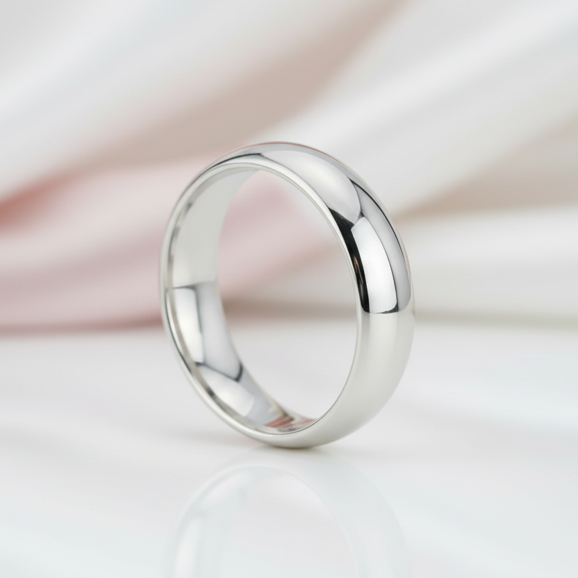 High Polished Plain Men's Ring-Black Diamonds New York