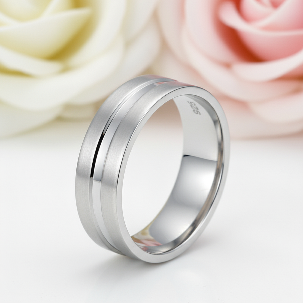 High Polished Plain Men's Wedding Band Ring-Black Diamonds New York