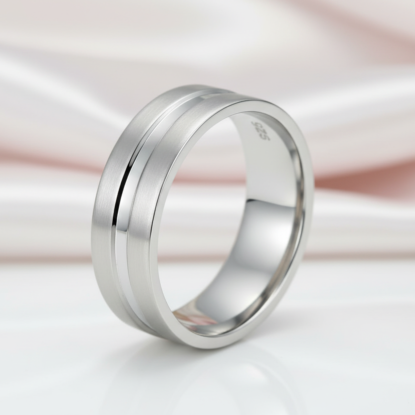High Polished Plain Men's Wedding Band Ring-Black Diamonds New York