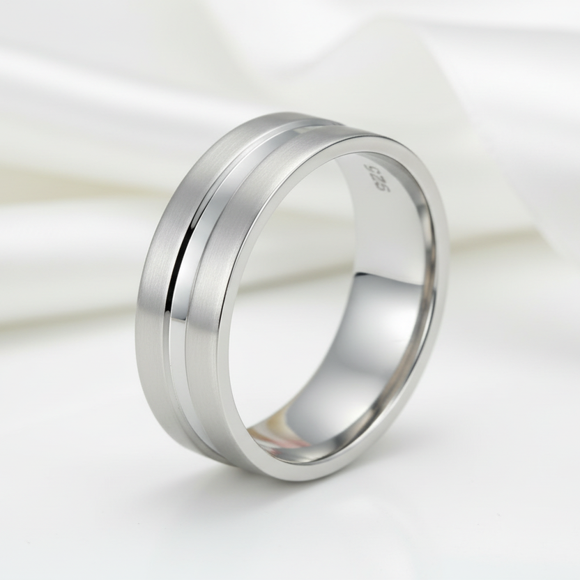 High Polished Plain Men's Wedding Band Ring-Black Diamonds New York