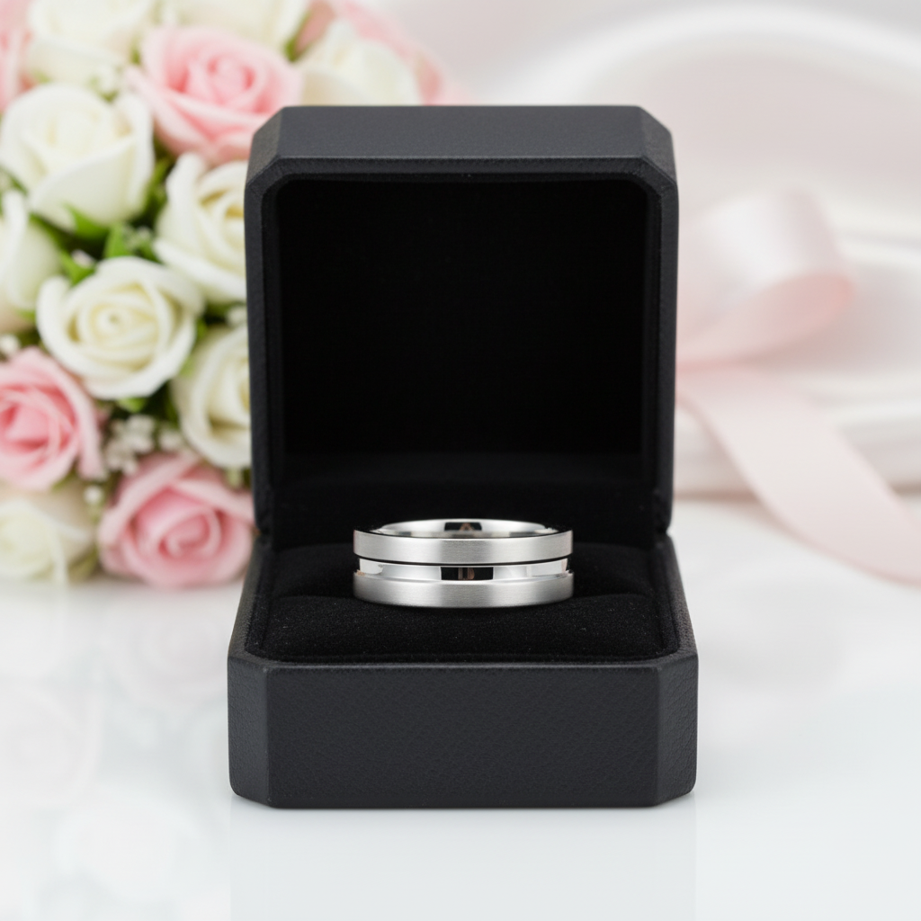 High Polished Plain Men's Wedding Band Ring-Black Diamonds New York