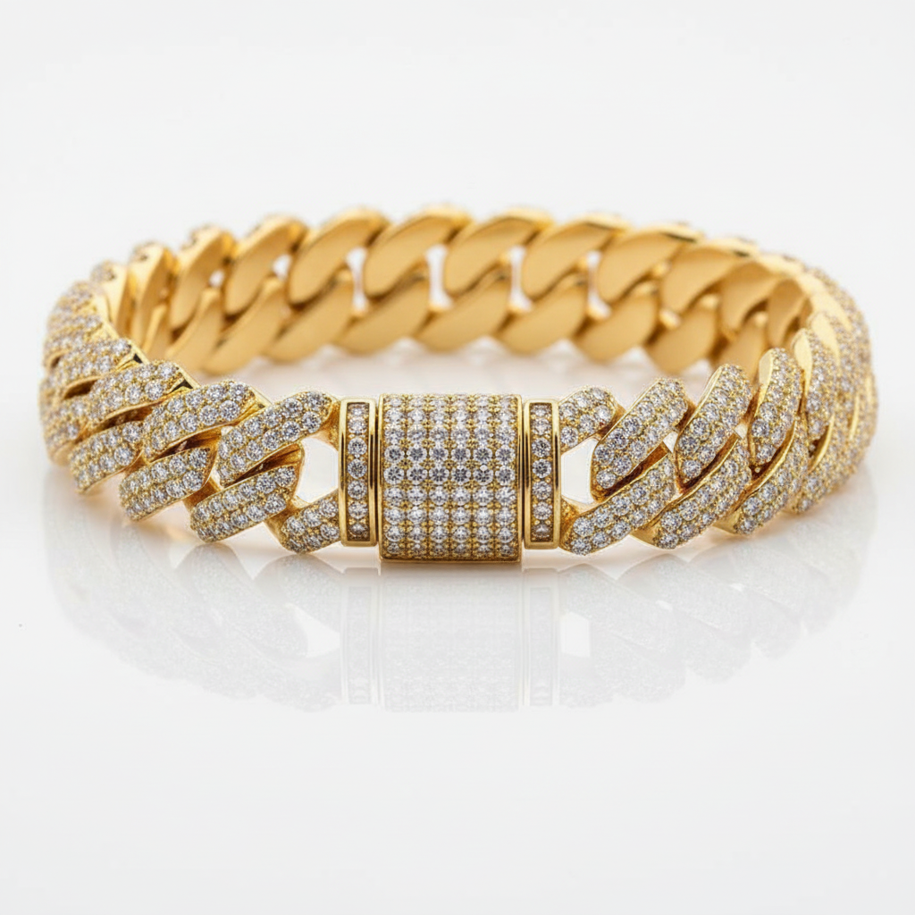 Hip Hop D Color Diamond Option Cuban Bracelet-Black Diamonds New York