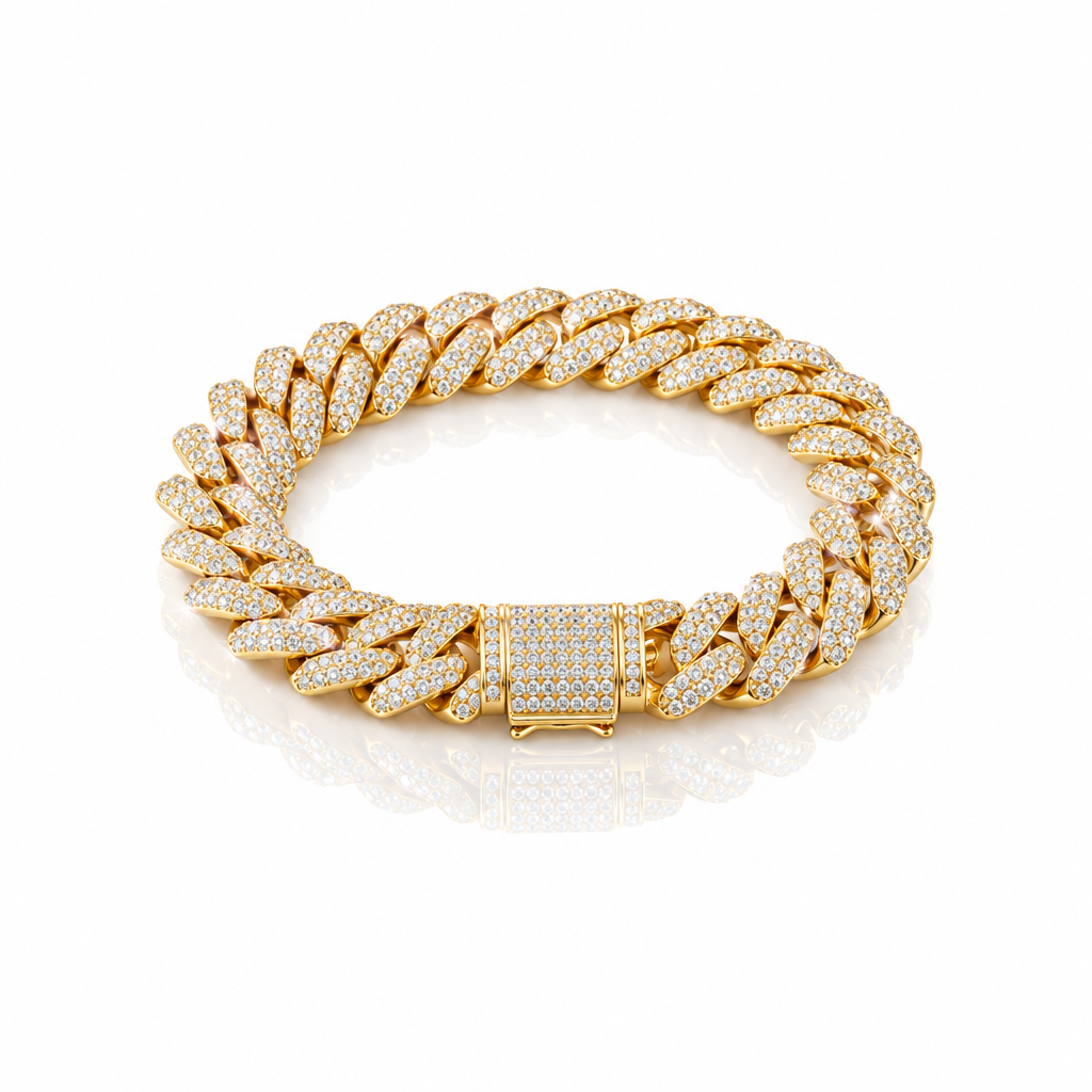 Hip Hop D Color Diamond Option Cuban Bracelet-Black Diamonds New York