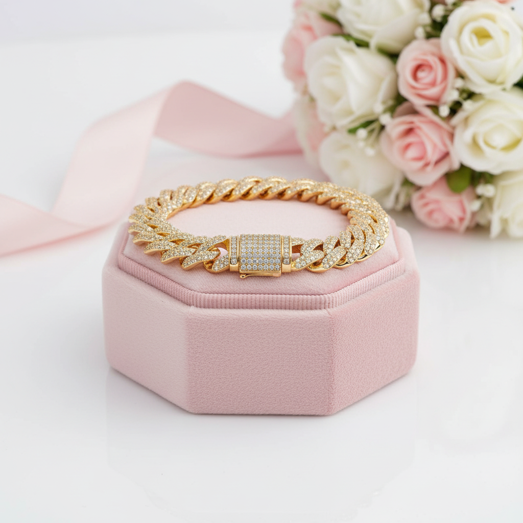 Hip Hop D Color Diamond Option Cuban Bracelet-Black Diamonds New York