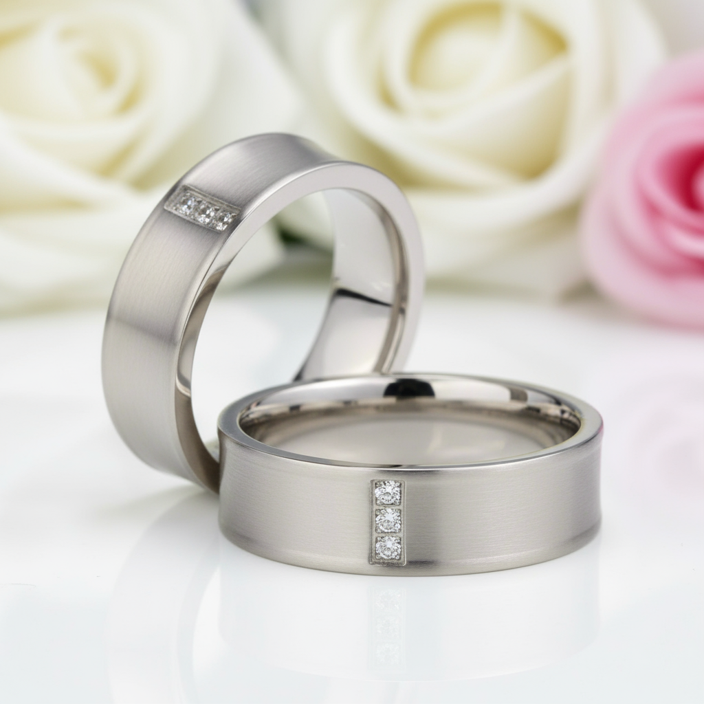 His and Her Wedding Band with Diamond-Black Diamonds New York