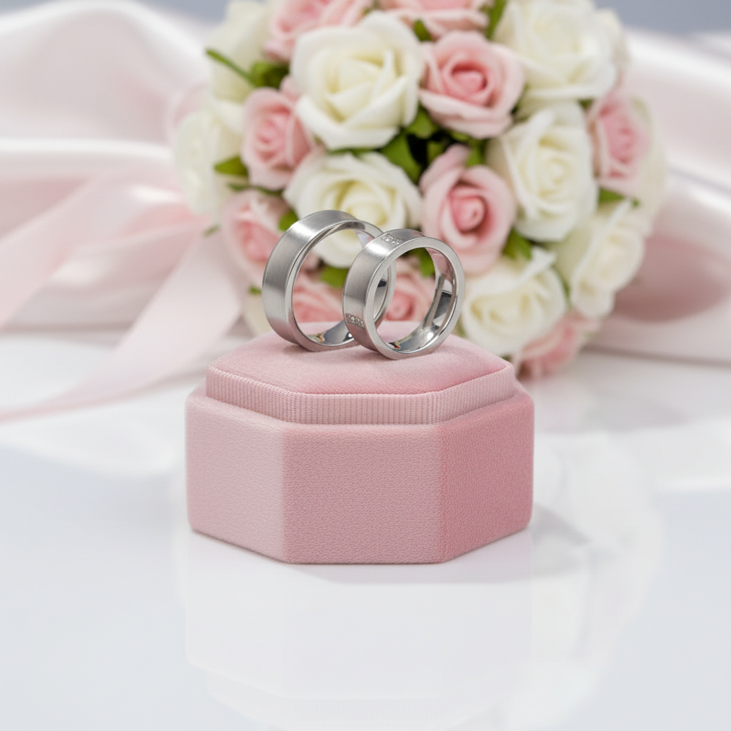 His and Her Wedding Band with Diamond Option-Black Diamonds New York