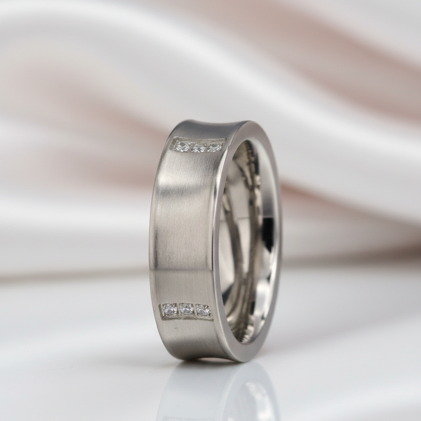 His and Her Wedding Band with Diamond Option-Black Diamonds New York