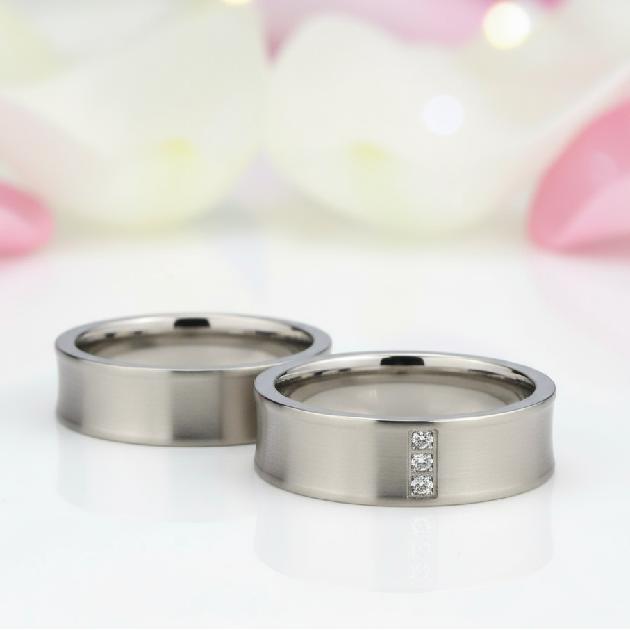 His and Her Wedding Band with Diamond-Black Diamonds New York