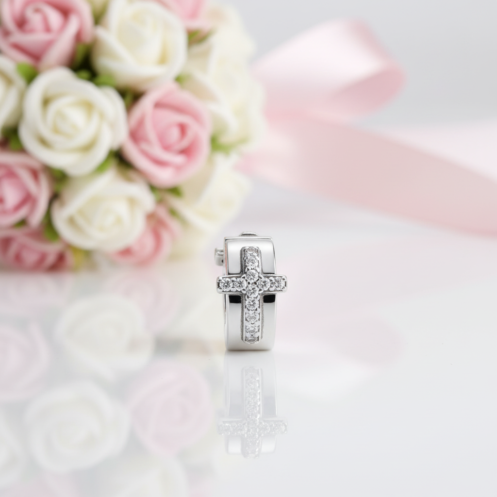 Holy Cross Clip Charm Bead-Black Diamonds New York