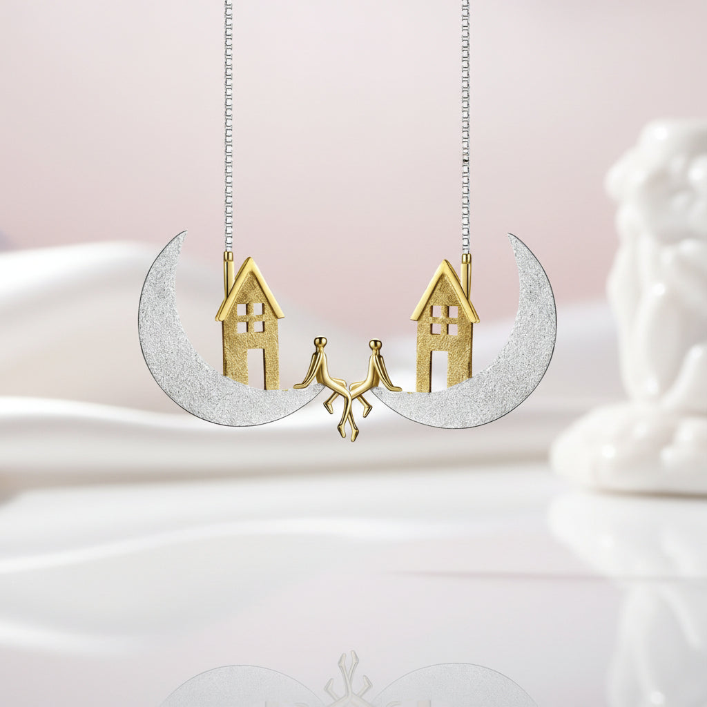 Home on the Moon Long Hanging Drop Earrings-Black Diamonds New York