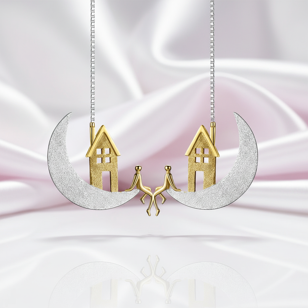 Home on the Moon Long Hanging Drop Earrings-Black Diamonds New York
