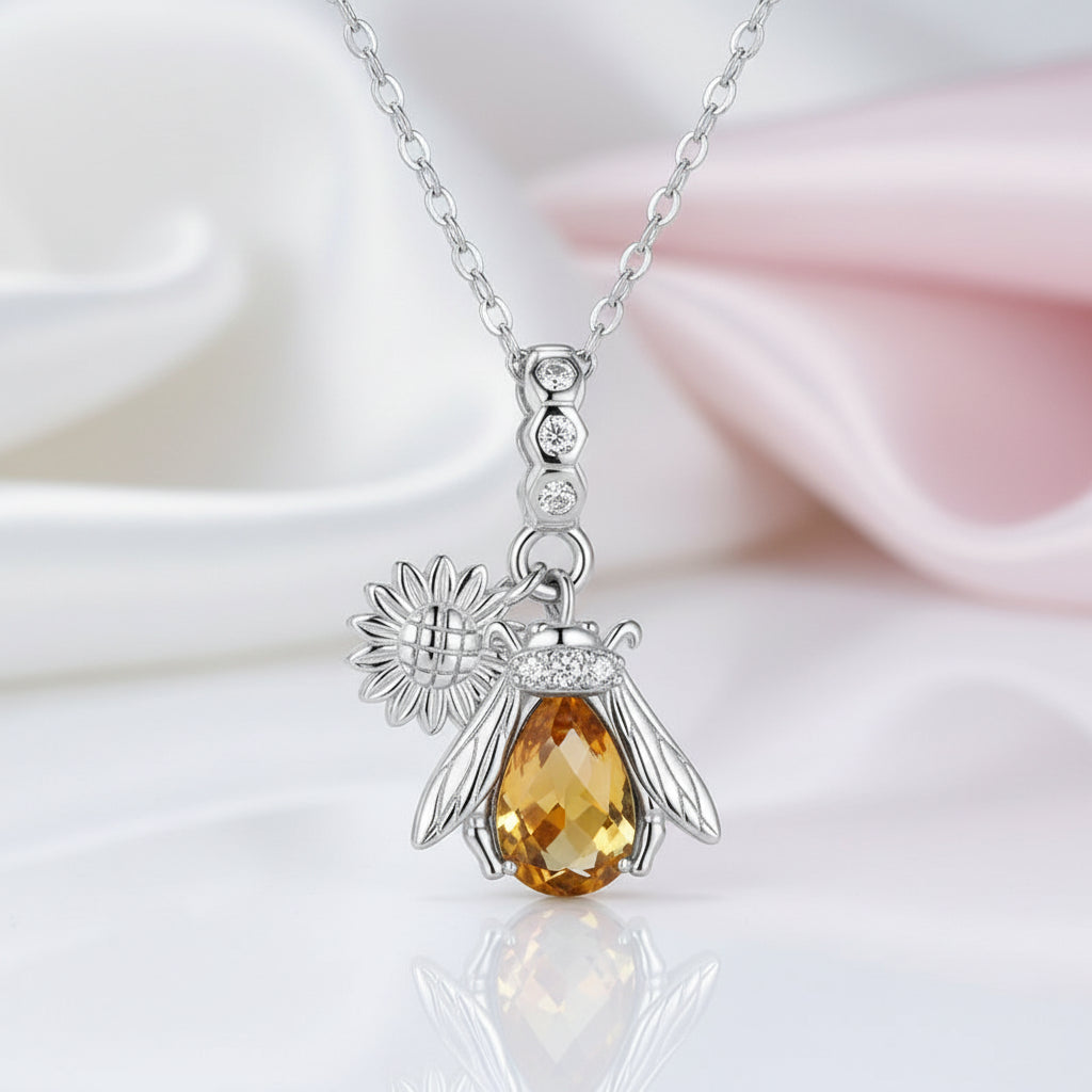 Honeybee Pendant Necklace with Diamond Option-Black Diamonds New York