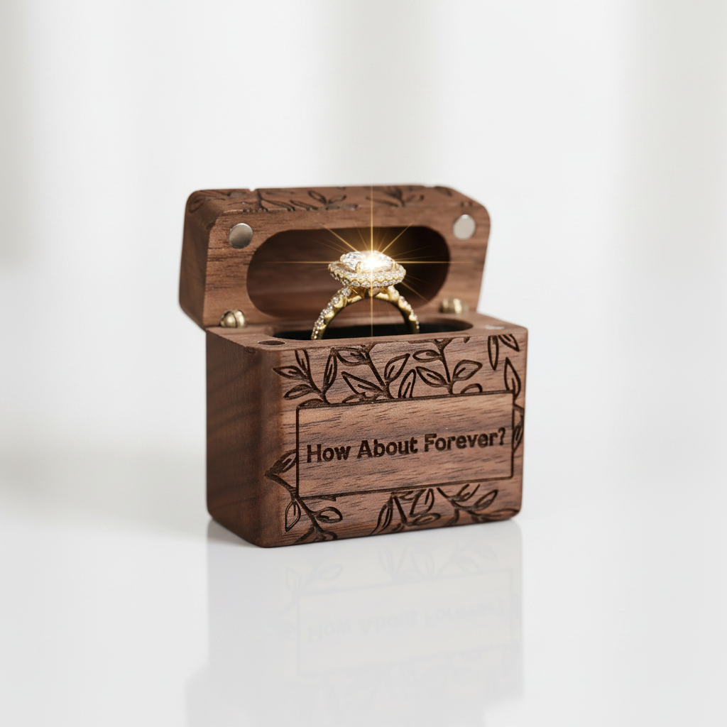How About Forever Wooden Proposal Ring Box-Black Diamonds New York