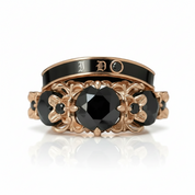 I Do Wedding Rings - 1.5 Ct Round Cut Diamond Option Skull Wedding Rings in 14K White Gold and Black Enamel-Black Diamonds New York
