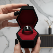 I Do Wedding Rings - 1.5 Ct Round Cut Diamond Option Skull Wedding Rings in 14K White Gold and Black Enamel-Black Diamonds New York