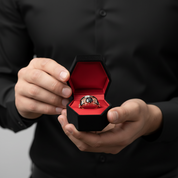 I Do Wedding Rings - 1.5 Ct Round Cut Diamond Option Skull Wedding Rings in 14K White Gold and Black Enamel-Black Diamonds New York