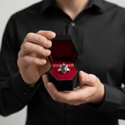 I Got You- 3pc Black Pear Cut Diamond Spider Web Promise Ring-Black Diamonds New York